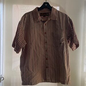 Prana Brown Striped Casual Shirt​